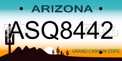 ASQ8442 Arizona License Plate