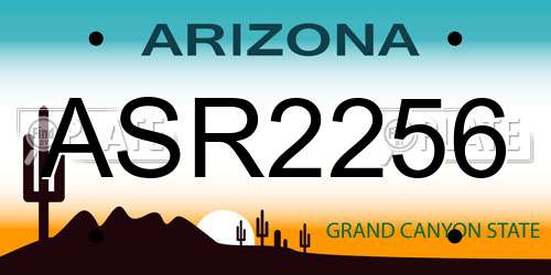 ASR2256 Arizona License Plate