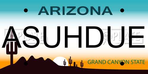 ASUHDUE Arizona License Plate