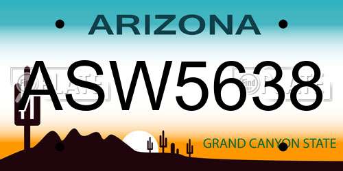 ASW5638 Arizona License Plate