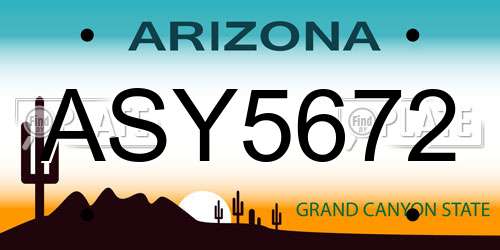 ASY5672 Arizona License Plate