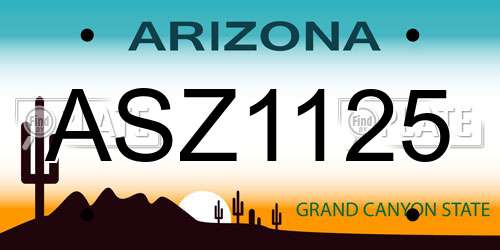 ASZ1125 Arizona License Plate