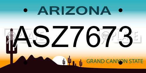 ASZ7673 Arizona License Plate