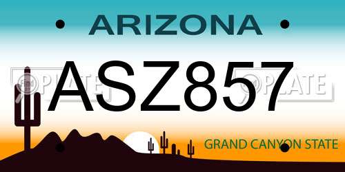 ASZ857 Arizona License Plate