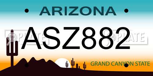 ASZ882 Arizona License Plate