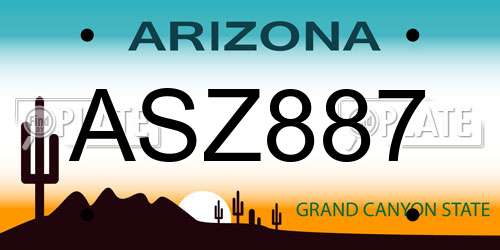 ASZ887 Arizona License Plate