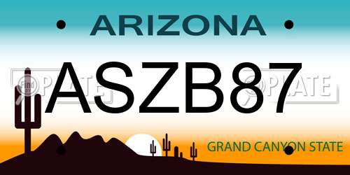 ASZB87 Arizona License Plate