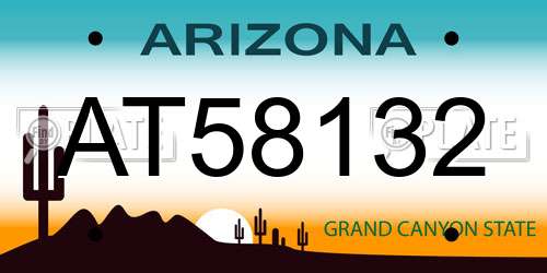 AT58132 Arizona License Plate