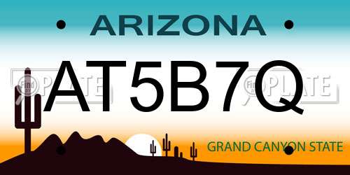 AT5B7Q Arizona License Plate