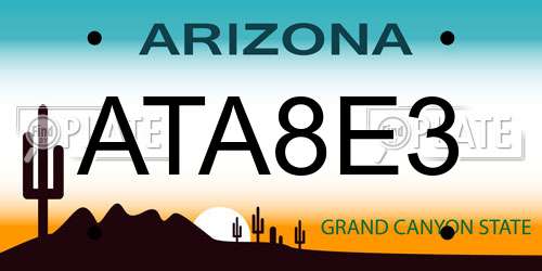 ATA8E3 Arizona License Plate