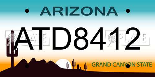 ATD8412 Arizona License Plate