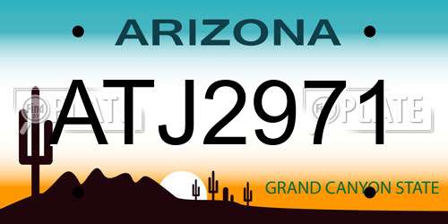 ATJ2971 Arizona License Plate
