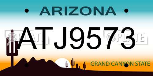 ATJ9573 Arizona License Plate