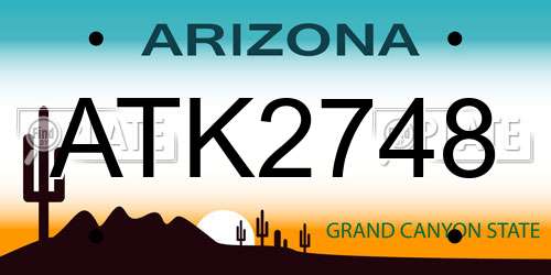 ATK2748 Arizona License Plate