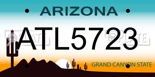 ATL5723 Arizona License Plate