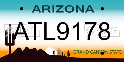 ATL9178 Arizona License Plate