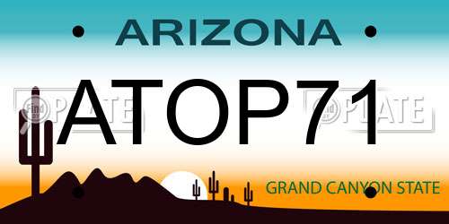 ATOP71 Arizona License Plate