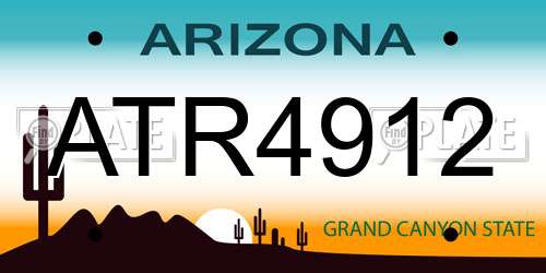 ATR4912 Arizona License Plate