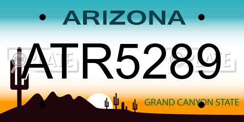 ATR5289 Arizona License Plate