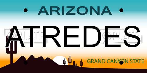 ATREDES Arizona License Plate