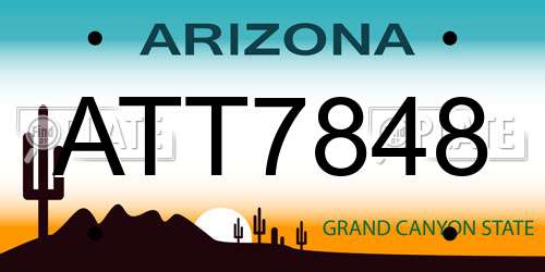 ATT7848 Arizona License Plate