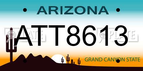 ATT8613 Arizona License Plate