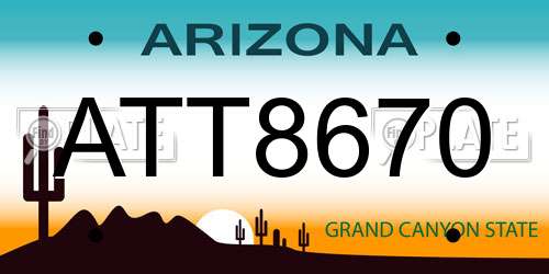 ATT8670 Arizona License Plate