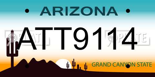 ATT9114 Arizona License Plate