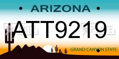 ATT9219 Arizona License Plate
