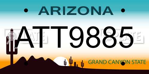 ATT9885 Arizona License Plate