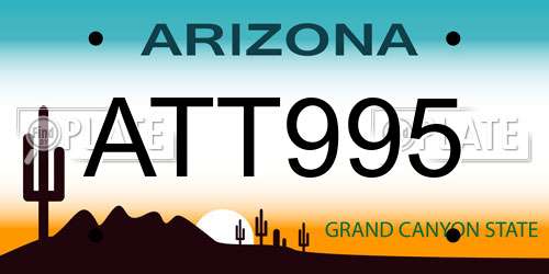 ATT995 Arizona License Plate