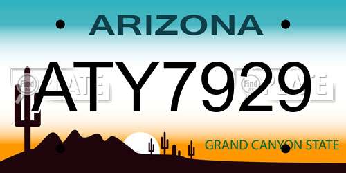 ATY7929 Arizona License Plate