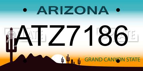 ATZ7186 Arizona License Plate