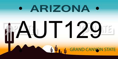 AUT129 Arizona License Plate
