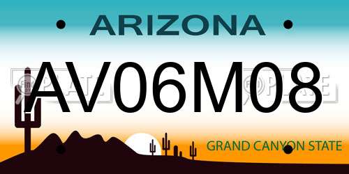 AV06M08 Arizona License Plate