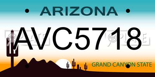 AVC5718 Arizona License Plate