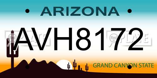 AVH8172 Arizona License Plate