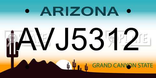 AVJ5312 Arizona License Plate