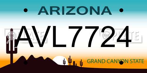 AVL7724 Arizona License Plate