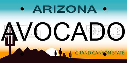 AVOCADO Arizona License Plate