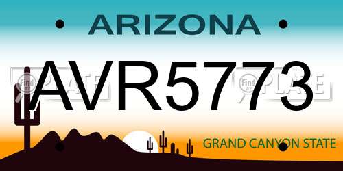 AVR5773 Arizona License Plate