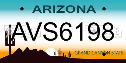 AVS6198 Arizona License Plate