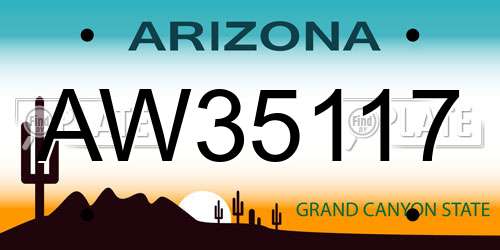 AW35117 Arizona License Plate