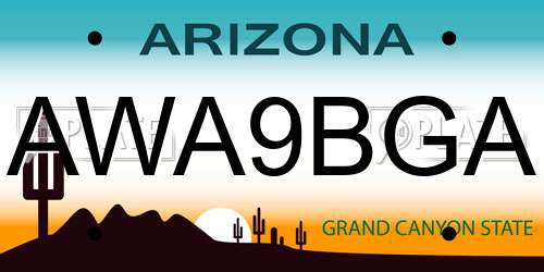 AWA9BGA Arizona License Plate