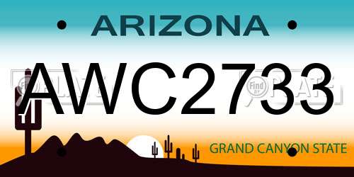 AWC2733 Arizona License Plate