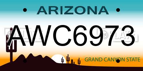 AWC6973 Arizona License Plate