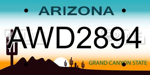 AWD2894 Arizona License Plate