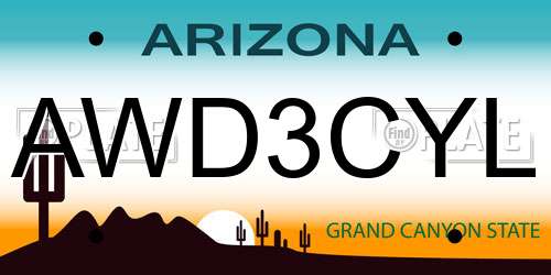 AWD3CYL Arizona License Plate