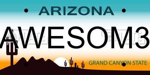 AWESOM3 Arizona License Plate
