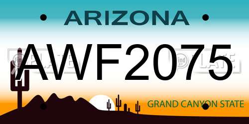 AWF2075 Arizona License Plate